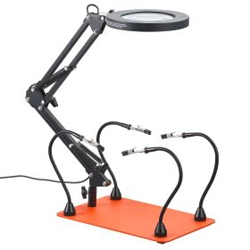 Magnetic Helping Hands Soldering Station, 4 Flexible Arms Third Hand Tool with 3X LED Magnifying Lamp & Non-Slip Heavy-Duty Base