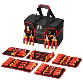 Insulated Screwdriver Set, 50-Piece Professional Electrical Screwdriver Set, 1000V Insulated Electrician Tool, with Magnetic Tips, T-Handle Hex W