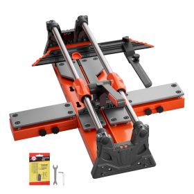 24-Inch Manual Tile Cutter, Upgraded Sliding Head Cutting Tool with Spring-Loaded Base, Angle Fence, Tungsten Carbide Cutting Wheel, Alignment Gu