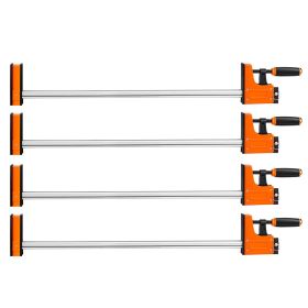 Bar Clamps for Woodworking, 4-Pack, 36" Opening F Clamps, 1500 lbs Load Limit, Clamp/Spreader 2 Modes, Soft Rubber Pads, Ergonomic Handle