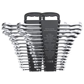 Combination Wrench Set, 30-Piece Ratcheting Wrench Set with Organizer Rack, Cr-V Steel Wrench Set SAE 1/4" to 1", Metric 8 mm to 24 mm