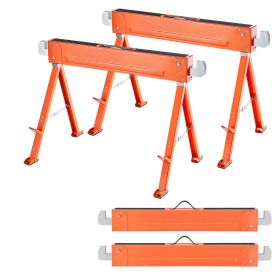 Saw Horses, 2 Pack Folding Work Horses, 1323 lbs Load Capacity Sawhorse with Heavy Duty Legs, All-Metal Portable Saw Horse with Non-Slip Foot Pad