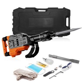 Demolition Jack Hammer, 3500W Jack Hammer Concrete Breaker, 2pcs Chisel with Gloves & 360 Celsius Swiveling Front Handle for Trenching