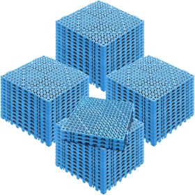 Interlocking Tile 55PCS Blue, Drainage Tiles 12" x 12" Splicing, Soft PVC Interlocking Drainage Floor Tiles, Non-Slip Drainage Holes for Restroom