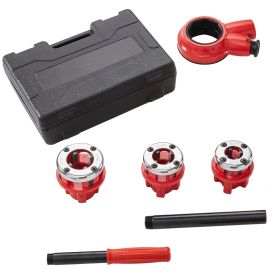 Ratchet Pipe Threader Kit, 1/2" NPT, 3/4" NPT, 1" NPT Manual Ratcheting Pipe Threader, Portable Pipe Threading Tool Set with 3PCS NPT Dies