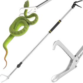 Snake Grabber Tool, Snake Tongs for Rattlesnake Reptile Tongs Long Catcher Reach Grabber Heavy Duty and Made of Stainless Steel Tube Sponge Handl (size: 55inch (black))